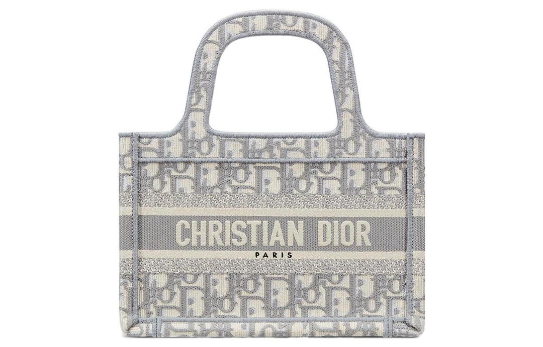 Dior Dior BookTote Embroidery Canvas Tote Bag Shopping Bag Handbag Mini Women's Gray