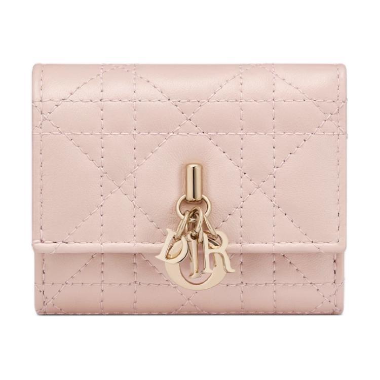 Dior Dior My Dior Lambskin Wallet Large Size Women's Pink