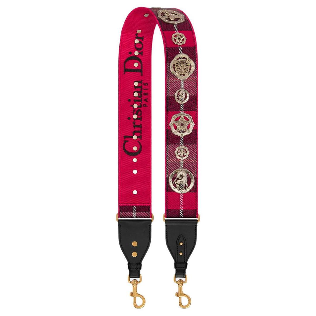 Dior Dior Cotton Bag Shoulder Strap Women's Red Black