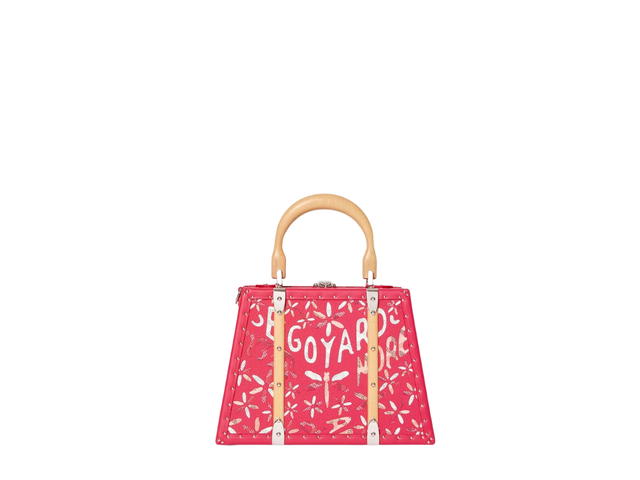 Goyard Goyard Saïgon Mini Marquetry Trunk Bag In Fuchsia Chevroches Calfskin And Goyardine Canvas With Palladium Hardware - view 2