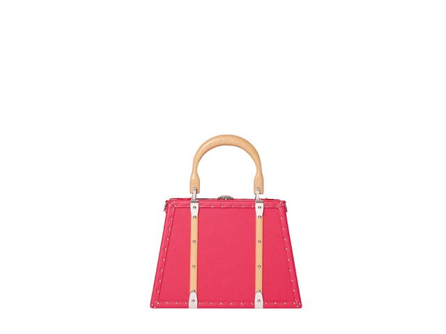 Goyard Goyard Saïgon Mini Marquetry Trunk Bag In Fuchsia Chevroches Calfskin And Goyardine Canvas With Palladium Hardware - view 3