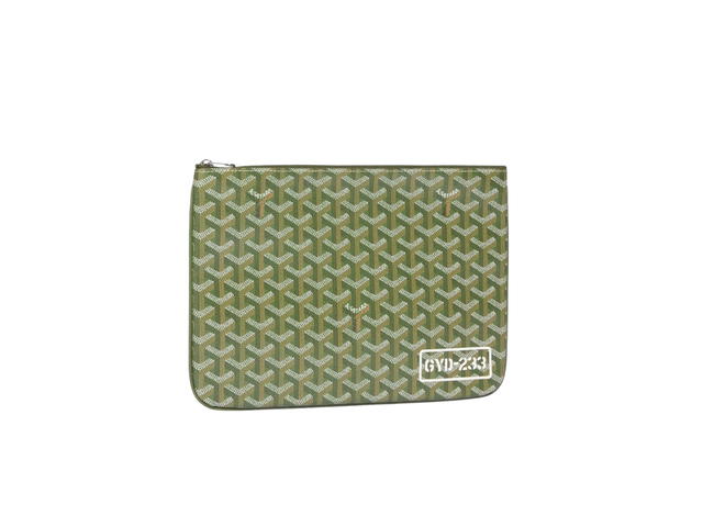 Goyard Goyard Sénat Mm Pouch In Goyardine Canvas And Cervon Calfskin With Palladium Hardware Khaki - view 1