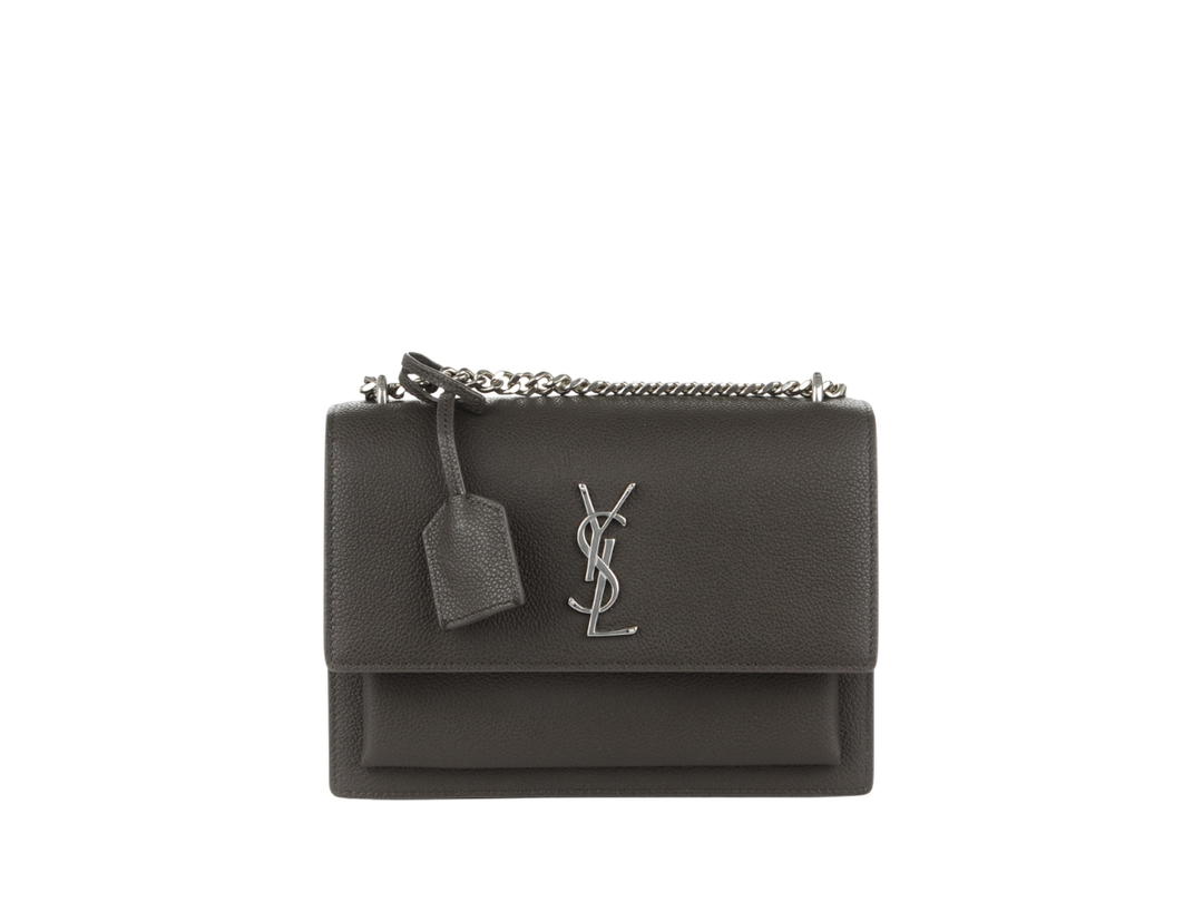 Saint Laurent Saint Laurent Sunset Crossbody Bag In Grained Calfskin With Silver Hardware