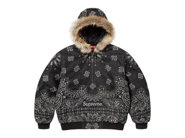 Supreme Supreme Bandana Jacquard Denim Hooded Work Jacket Black - view 1