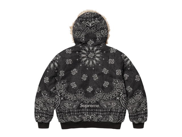 Supreme Supreme Bandana Jacquard Denim Hooded Work Jacket Black - view 2