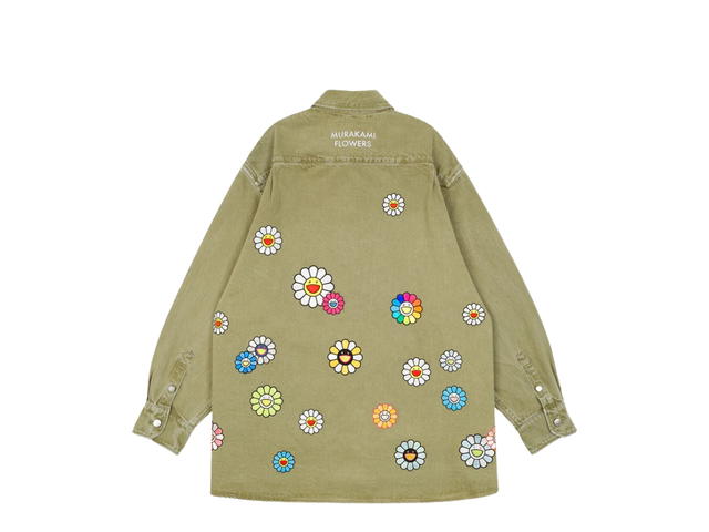 Takashi Murakami Takashi Murakami Flowers Embroidery Patch Cotton Shirts Khaki - view 1