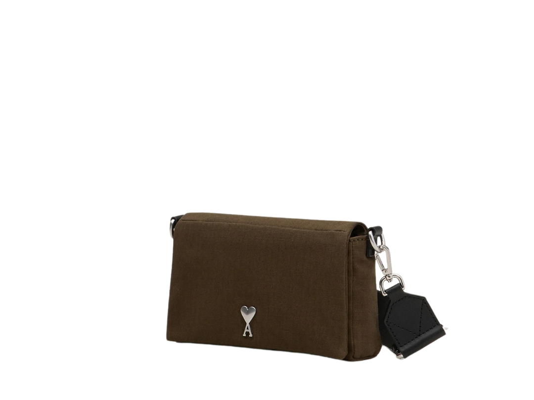 Ami Paris Ami Paris Green Canvas Ami De Coeur Lunch Box Bag In Ripstop Canvas Black Olive