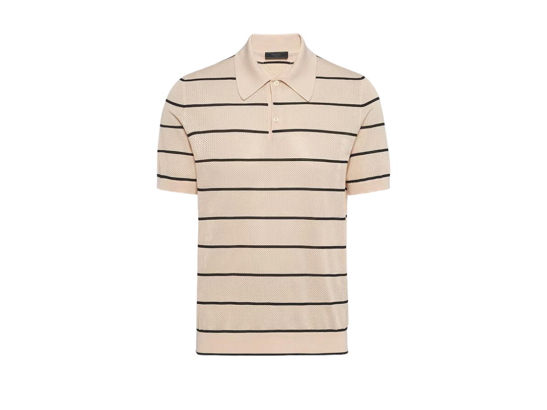 Prada Prada Silk And Cotton Knit Polo Shirt Ivory