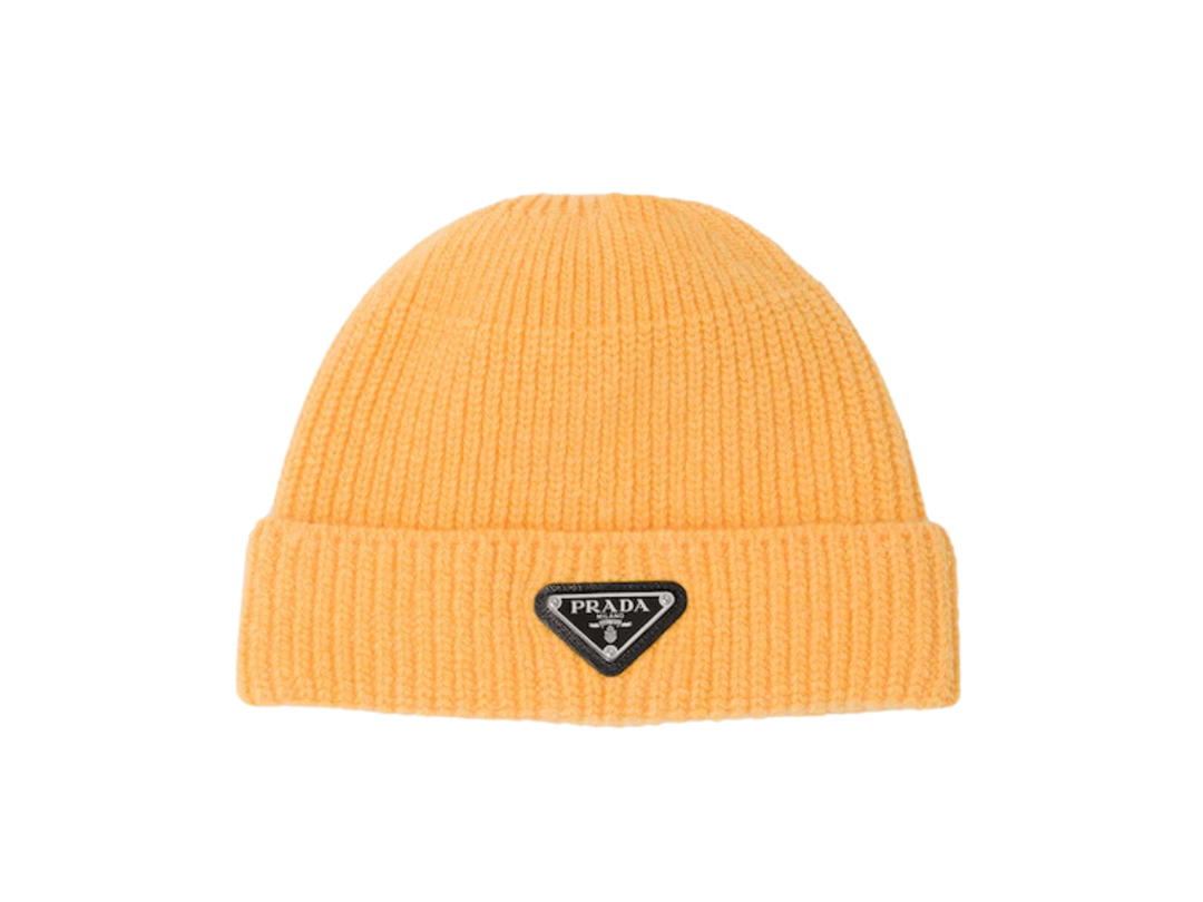 Prada Prada Wool And Cashmere Beanie Yellow