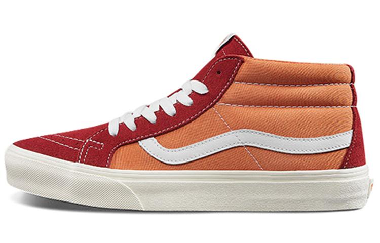 Vans Vans Sk8 mid Retro Mid Top Casual Skate Shoes Unisex Red Orange Splicing 'Orange Red'