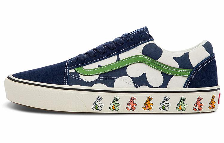 Vans Vans Old Skool Casual Skate Shoes Unisex Blue White Flower Printing 'Blue White Green'