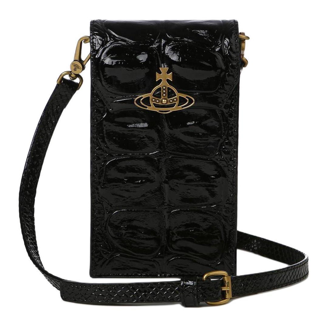 Vivienne Westwood Vivienne Westwood Kitty Calfskin Cell Phone Pouch Women's Black