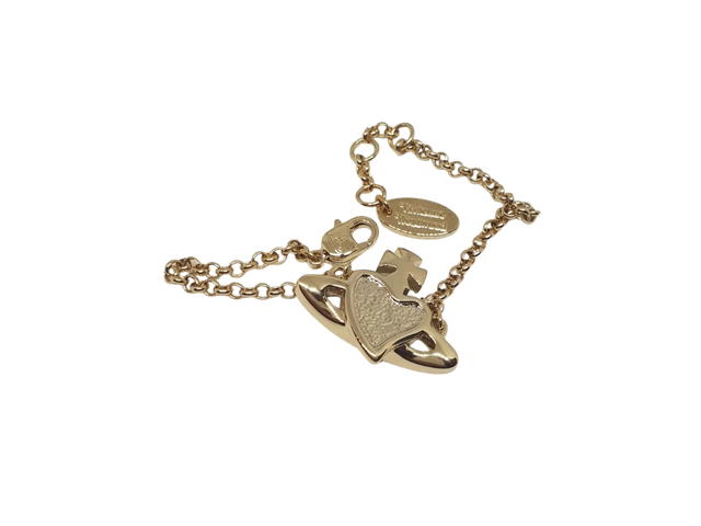 Vivienne Westwood Vivienne Westwood Reverse Heart bracelet In Steel With Gold Hardware Gold - view 2