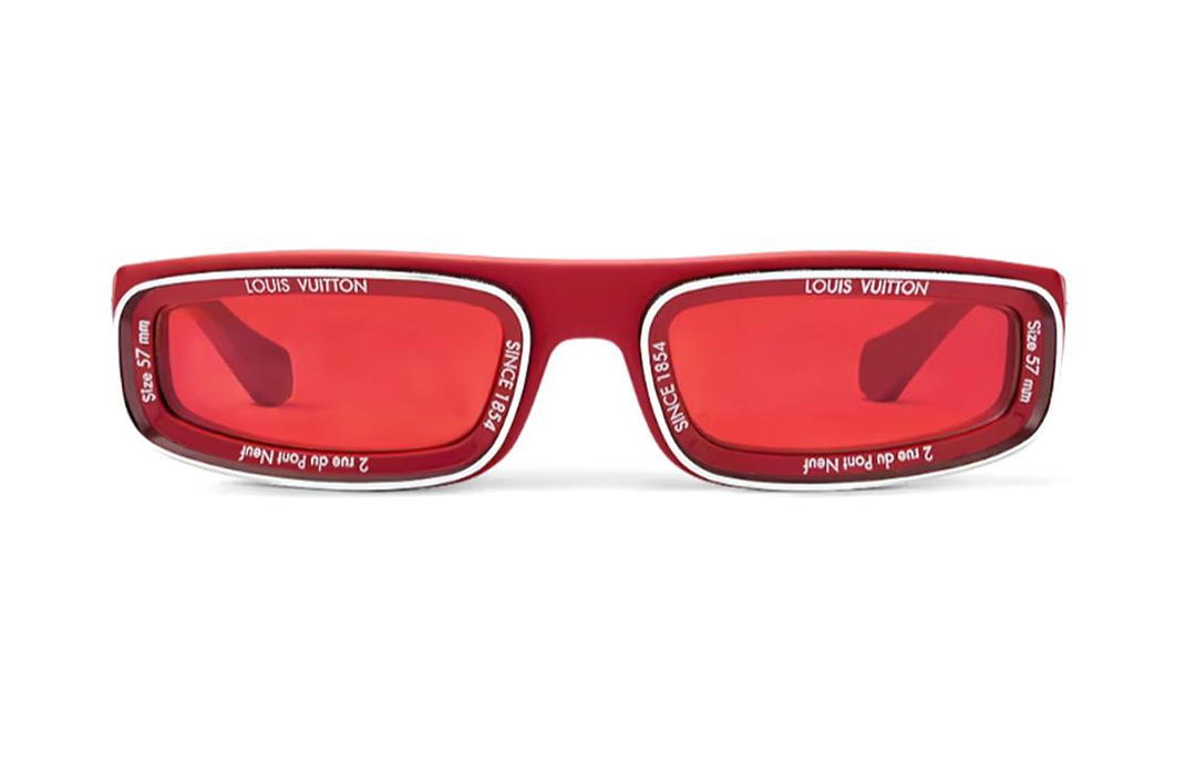Louis Vuitton Louis Vuitton Plastic Rubber Rectangular Sunglasses Men's Red