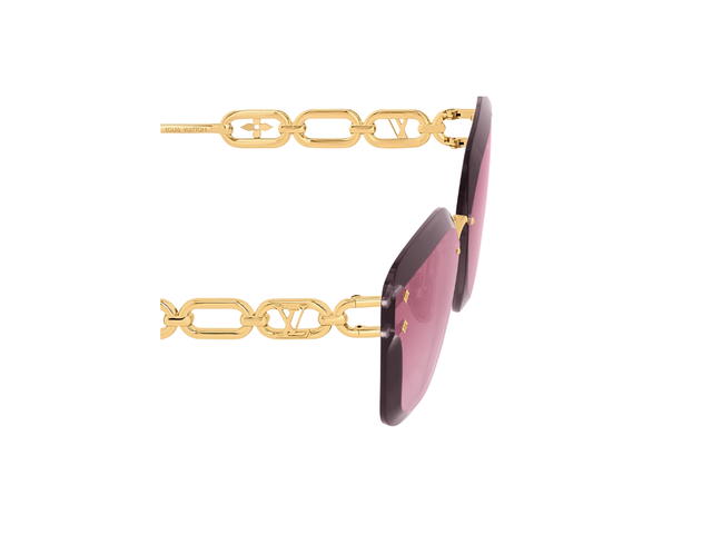 Louis Vuitton Louis Vuitton Jewel Cat Eye Sunglasses In Acetate and gold color metal With Gradient Pink lenses - view 4