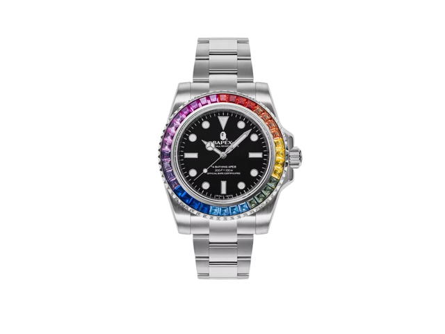 Bape A Bathing Ape Type 1 Bapex Crystal Stone Watch Silver - view 1