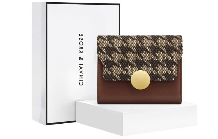 Boyy Boyy Houndstooth Folding Wallet - brown