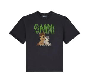 Buy Ganni Graphic-Print T-Shirt Dark Grey at Sasom – Authentic and Ready to Ship