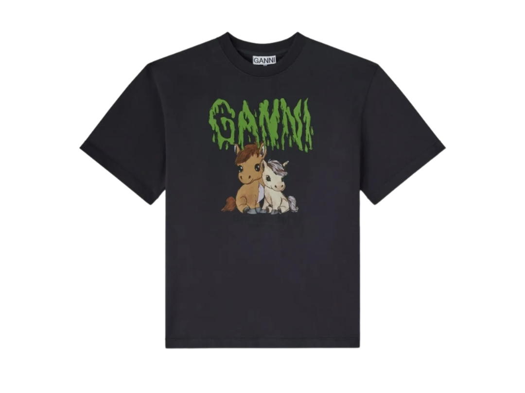Ganni Ganni Graphic-Print T-Shirt Dark Grey