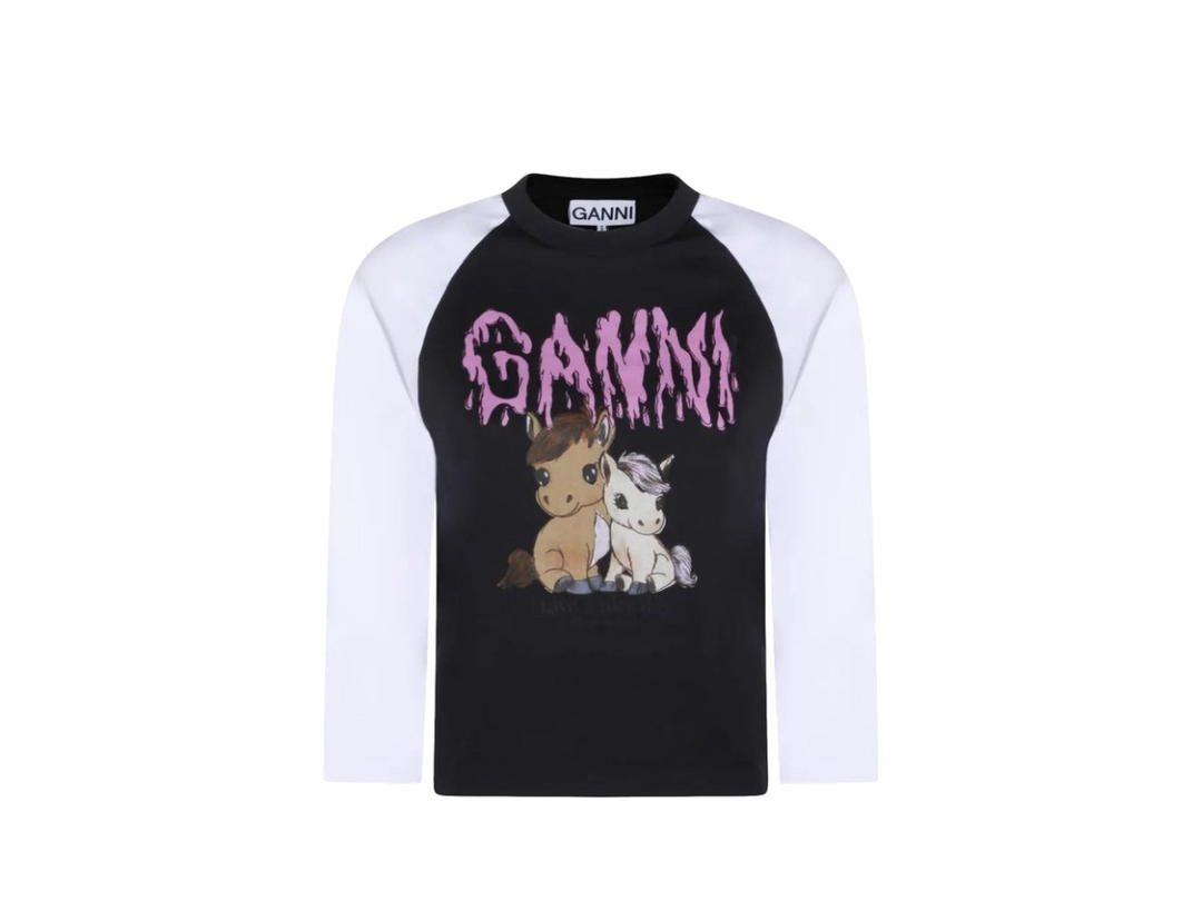 Ganni Ganni Basic Cotton Jersey Baseball T-shirt Phantom White