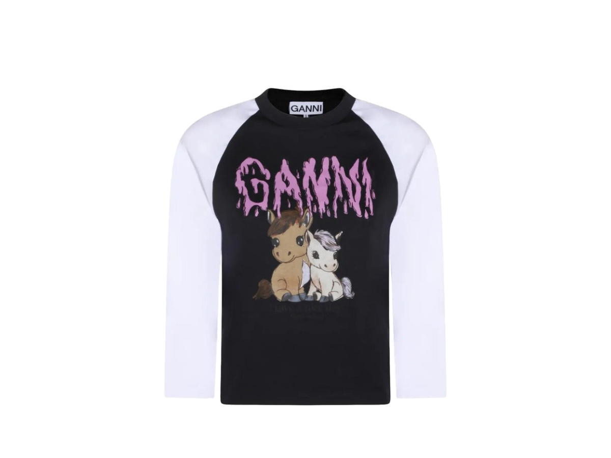 Ganni Ganni Basic Cotton Jersey Baseball T-shirt Phantom White