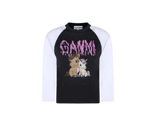 Ganni Ganni Basic Cotton Jersey Baseball T-shirt Phantom White - view 1