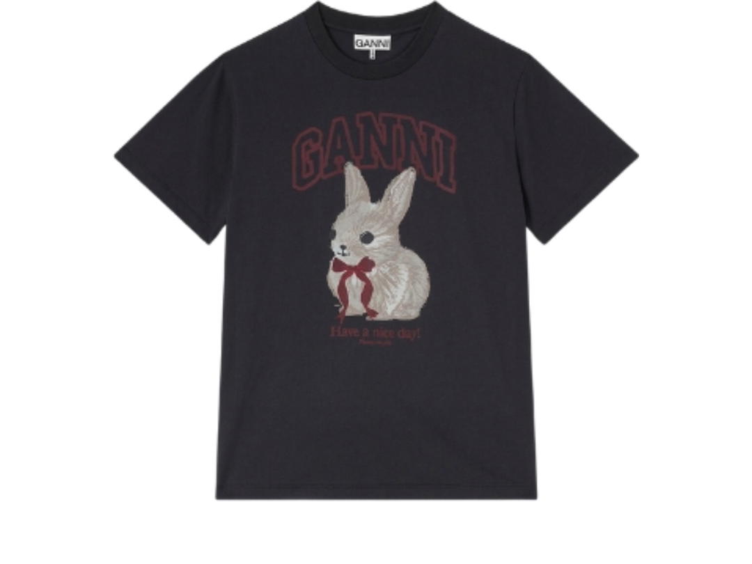 Ganni Ganni Bunny T-shirt Phantom Grey