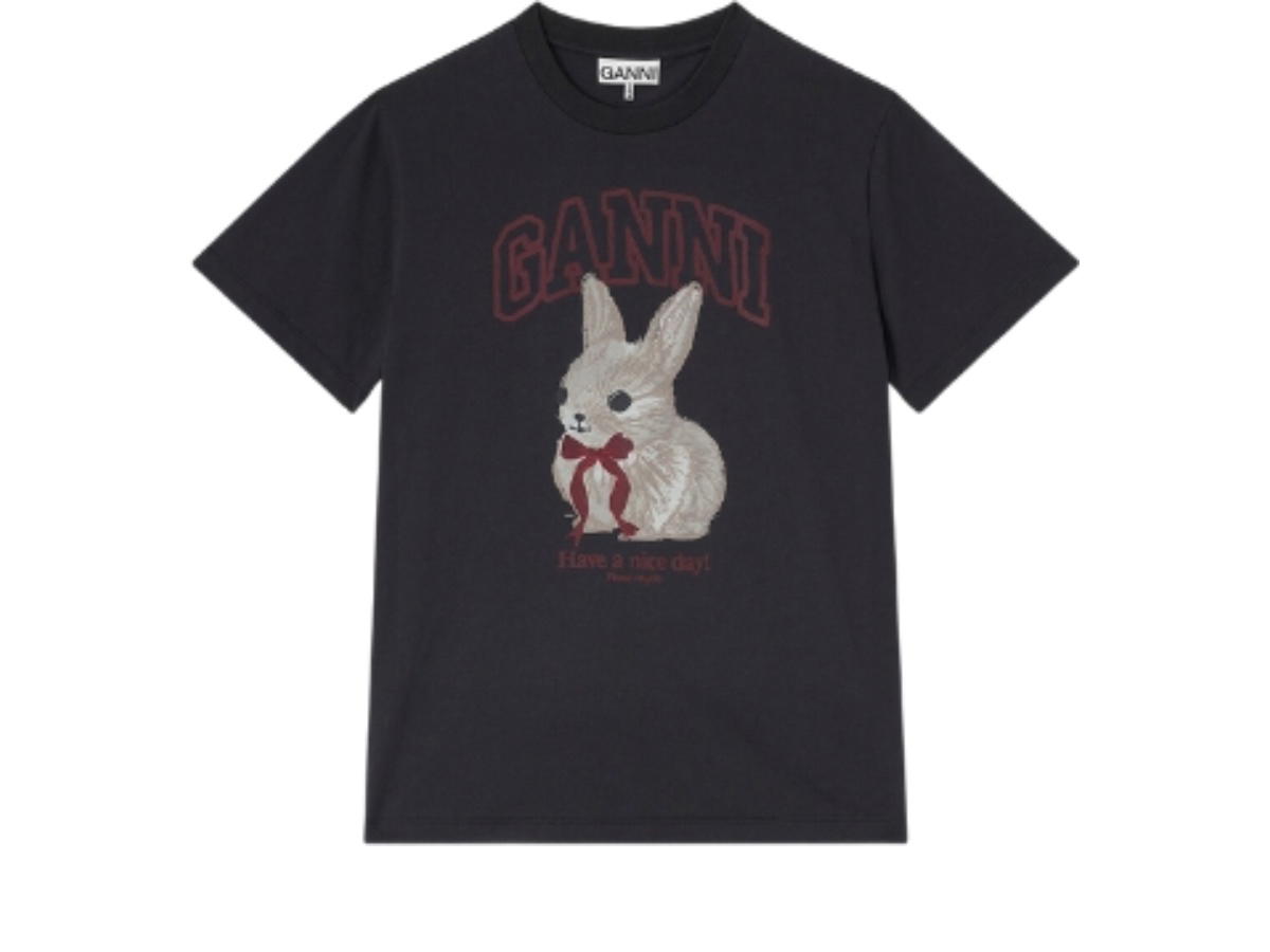 Ganni Ganni Bunny T-shirt Phantom Grey