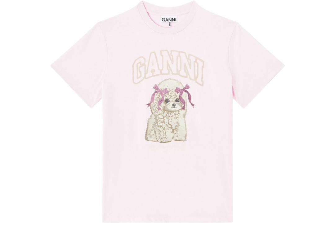 Ganni Ganni Poodle T-shirt Chalk Pink