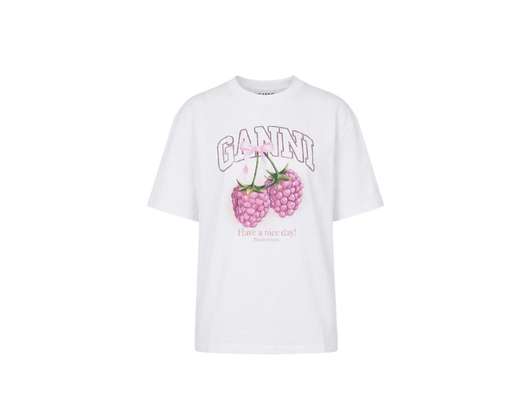 Ganni Ganni Heavy Cotton Jersey Raspberry Bright White