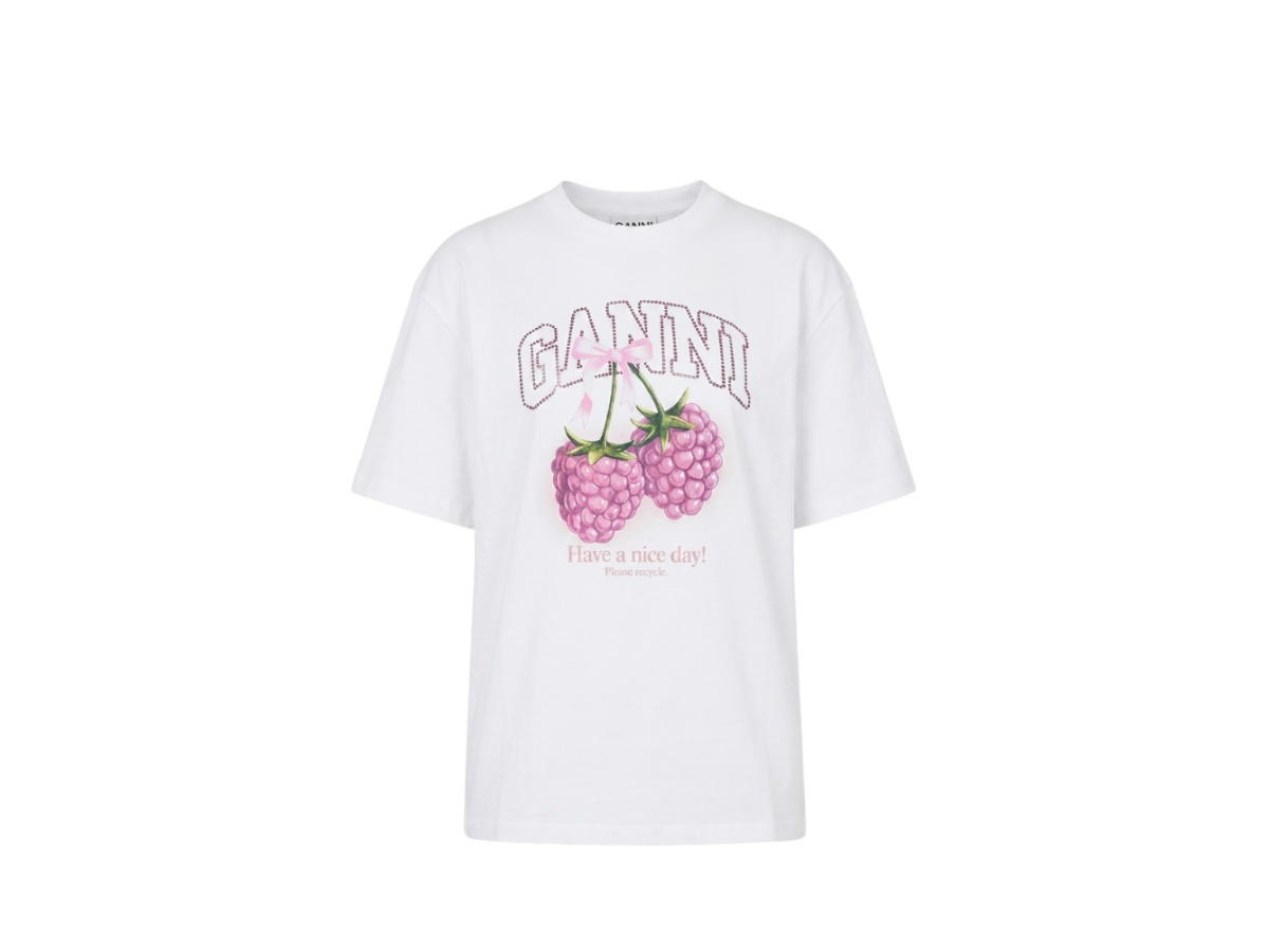 Ganni Ganni Heavy Cotton Jersey Raspberry Bright White