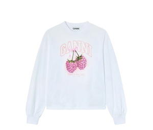 Buy Ganni Long-Sleeve T-Shirt With Raspberries Bright White at Sasom – Authentic and Ready to Ship