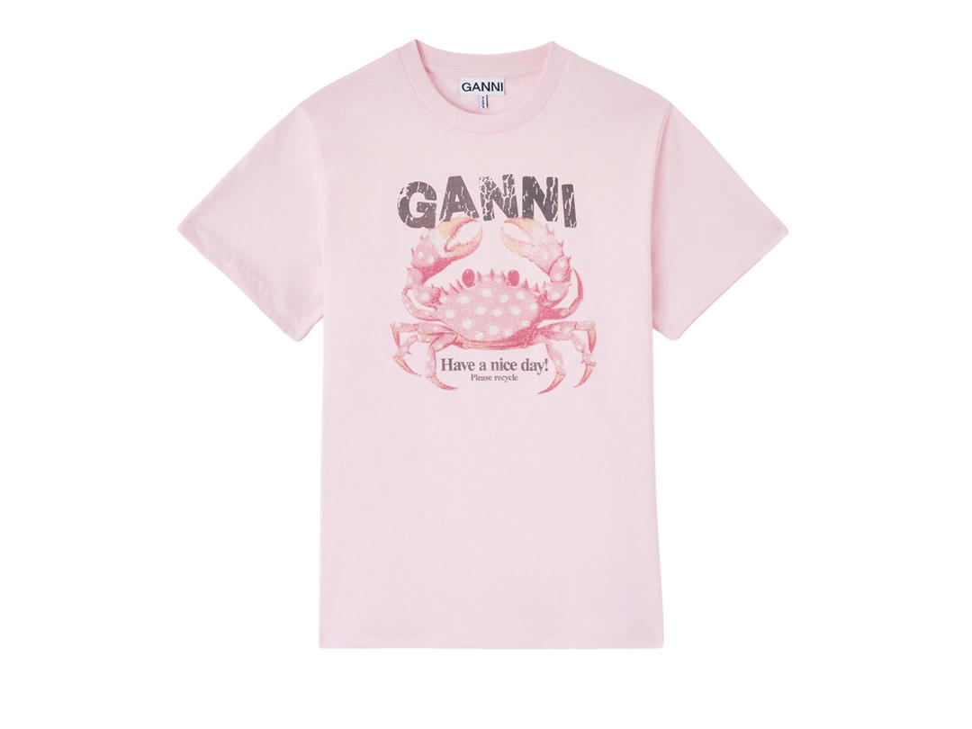Ganni Ganni T-shirt with Crab Chalk Pink (Women's)