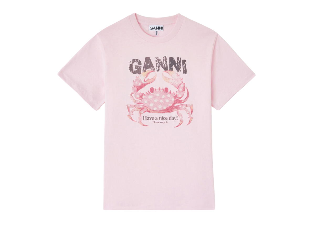Ganni Ganni T-shirt with Crab Chalk Pink (Women's)