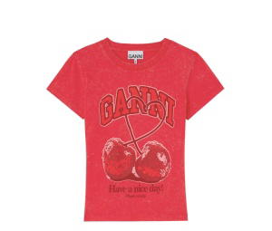 Buy Ganni Baby Fit Future T-Shirt With Cherry High Risk Red (W) at Sasom – Authentic and Ready to Ship