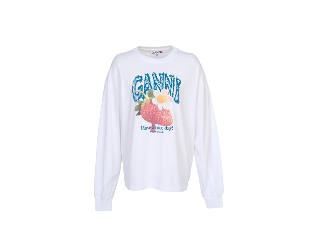 Ganni Ganni Cotton Longsleeve White (Women's)