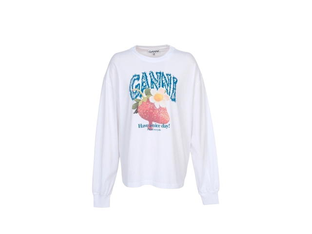 Ganni Ganni Cotton Longsleeve White (Women's) - view 1