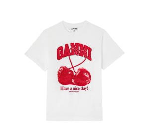 Buy Ganni T-shirt with Cherry Bright White (Women's) at Sasom – Authentic and Ready to Ship