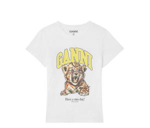 Buy Ganni Baby Fit T-Shirt With Tiger Bright White at Sasom – Authentic and Ready to Ship