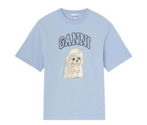 Buy Ganni T-shirt With Poodle Soft Chambray (W) at Sasom – Authentic and Ready to Ship