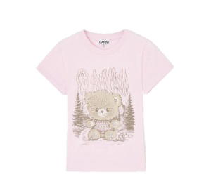 Buy Ganni Baby Fit T-shirt with Forest Teddy Chalk Pink at Sasom – Authentic and Ready to Ship