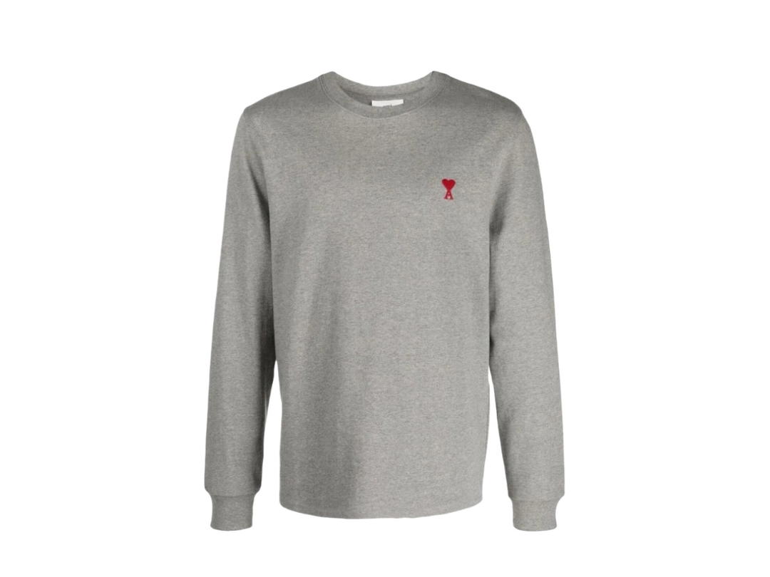 Ami Paris AMI de Coeur LS T-Shirt Heather Grey/Gris Chine - 21FW