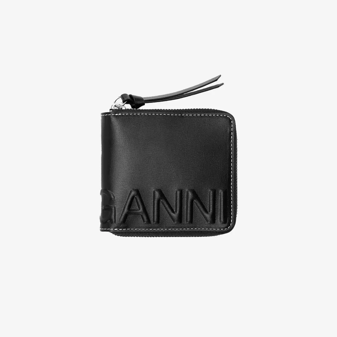 Ganni Ganni Compact Zip Around Wallet Black