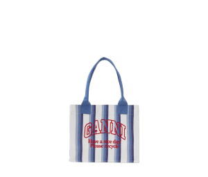 Buy Ganni Large Striped Canvas Blue Cream White at Sasom – Authentic and Ready to Ship