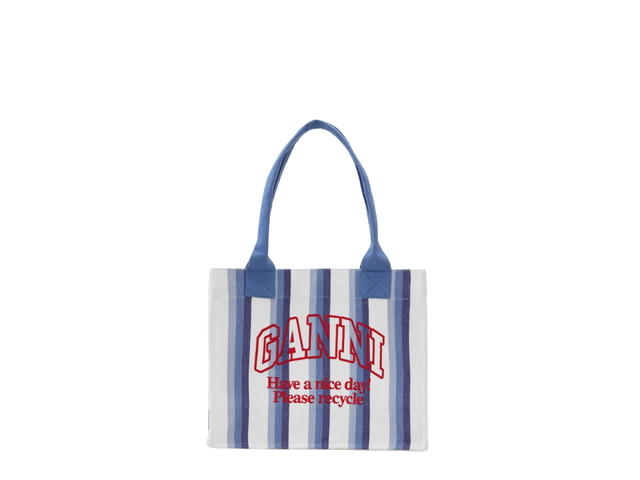 Ganni Ganni Large Striped Canvas Blue Cream White - view 1