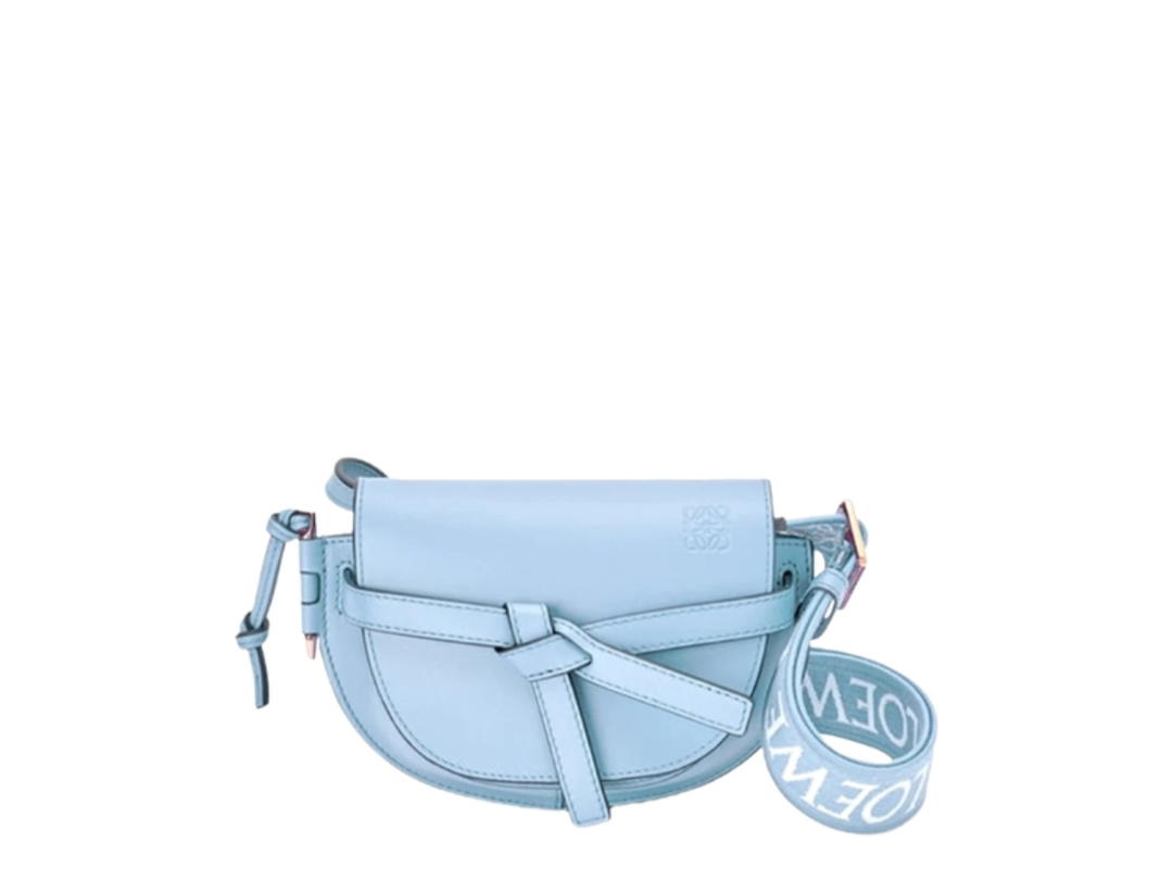 Loewe Loewe Gate Soft Cow Leather Shoulder Bag Crossbody Bag Mini Women's Gray Blue