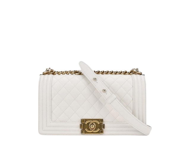 Chanel Chanel Boy Chanel In Cow Leather With Gold -Tone Metal Hardware White Gold - view 1