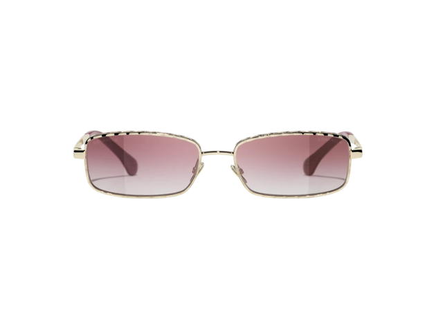 Chanel Chanel Rectangle Sunglasses Light Gold Pink - view 2