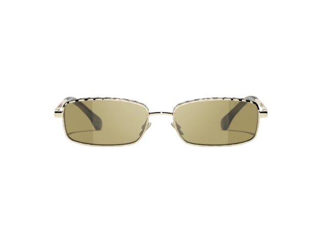 Chanel Chanel Rectangle Sunglasses Light Gold Green - view 2