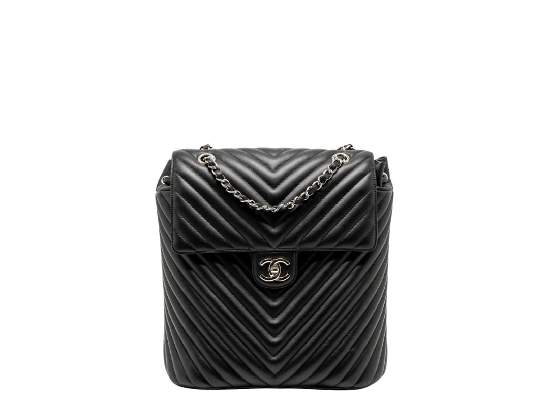 Chanel Chanel Urban Spirit Backpack Chevron Calfskin Black